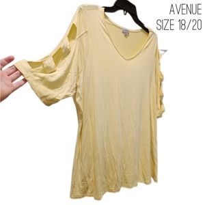 NWOT Avenue Blouse Yellow cut out long sleeve, size 18/20